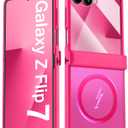 BXYJY for Samsung Galaxy Z Flip 7 Case with Hinge Protector, Front Screen Protector, Slim Compatible with MagSafe, Translucent Rugged Shockproof Men Women Full Phone Case for Samsung Z Flip7, Hot Pink
