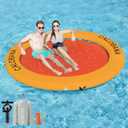 Inflatable Floating Dock Platform, Multi-People Round Water Hammock lsland Raft Tanning Float with Carrying Bag for Pool Lake Beach Party (Orange+Orange)
