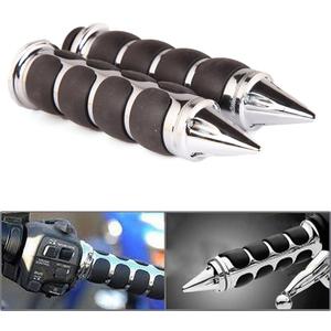 Pair of 1" Dual Motorcycle Bar End Hand Grips Handlebar for Cruisers Harley Yamaha Suzuki-Silver