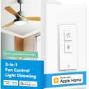meross Smart Ceiling Fan Control & Dimmer Light Switch, Works w/Apple HomeKit, Alexa, Google & SmartThings, 4-Speed Fan Control, 2.4G Wi-Fi Fan and Light Switch Combo, Neutral Wire Needed, Single Pole