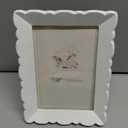 SIMON'S SHOP 4x6 Picture Frame Wall and Tabletop Display, Hand Painted White Photo Frame with Carved Scalloped Edge Design, Modern Vintage Home Dcor