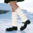 Fuzzy Leg Warmers Knitted Ruffle Leg Sleeves for Women 80s Party Yoga