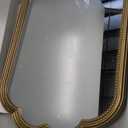 Scalloped Gold Mirror, 23" x 35" Gold Beaded Mirror Vanity, Antique Brass Oval Wooden Large Flower Mirror for Over Sink, Bathroom, Bedroom, Living Room, Fireplace, Entryway