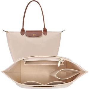 LOUKAYCCI Felt Purse Organizer Insert for Longchamp Le Pliage S Handbag Insert (SmallBeige)