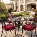 Outdoor Chair Cushions Set of 4: Waterproof & Fade Resistant Patio Furniture Cushions - 18.5 x 16 x 2 Inch Non Slip Round Corner Seat Cushion Pads with Removable Cover for Garden Yard Lawn, Burgundy