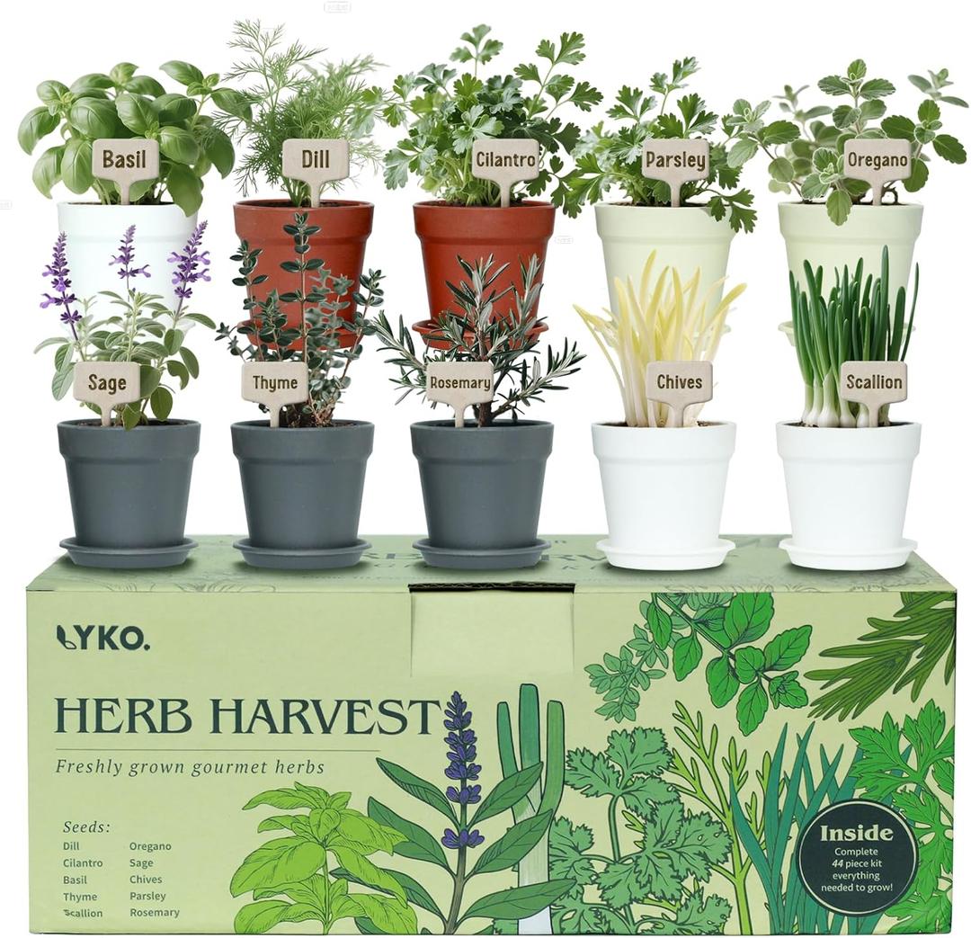 10 Indoor Herb Garden Kit, 33pcs Complete Kitchen Herb Starter Set Including 4-Color Pots, Soil & Tools, Unique Gift Ideas for Plant Lovers, Women, Men, Mom, Friend, Birthday, Housewarming, Christmas