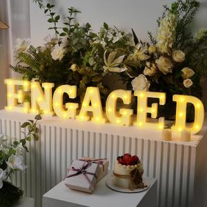 Honoson 7 Pcs Engaged LED Letter Lights Sign Wedding Bridal Shower LED Neon Sign Engaged Marquee Lights Table Decoration for Wedding Engagement Party Decor
