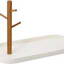 Shinpuru Key Tray & Key Bowl, Jewelry Tray with Wood 3-Tier Hanging Organizer - Multi-Functional Entryway Tray, Perfect for Key Bowl, Ring Holder, Jewelry Dish Organize (White Oval)