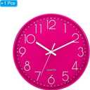 PATIKIL 12 Inch Wall Clock, Battery Operated Silent Non-Ticking Round Wall Clocks for Office Bedroom Decorative, Pink