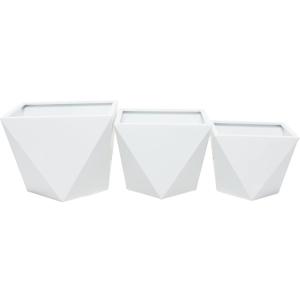 CosmoLiving by Cosmopolitan Metal Indoor Outdoor Planter, Set of 3 18', 16', 15'W, White (14" x 16" x 16")
