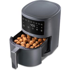 Sur La Table Compact 3.8 Quart Air Fryer - Digital LED Touchscreen Display with 8-Presets, Air Fry, Bake, Roast, Broil, and Reheat, 1500W
