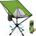 Swivel Portable Chair - Small Compact Collapsible Folding Chairs for Adults, Setup in 8 Seconds, Lightweight Outdoor Backpack Chair for Camping, Travel, Hiking, Beach, Support 300 LBS (Green)