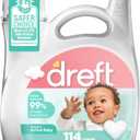 Dreft Stage 2 Active Baby Liquid Laundry Detergent, Hypoallergenic, Helps Remove 99% of Baby Food Stains, 114 Loads, Baby Laundry Detergent, Newborn Essentials (165 Fl Oz (Pack of 1))