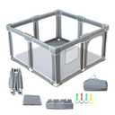 CAPAKIDS Foldable Baby Playpen 50"x50" with Mat, Out-of-The-Box Ready Playpen for Babies and Toddlers, Portable Play Yard with Breathable Mesh & Gates, Storage Bag & 4 Handlers for Indoor & Outdoor