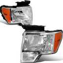 DNA MOTORING HL-OH-F1509-CH-AM Chrome Amber Headlights Replacement Compatible with 09-14 F-150