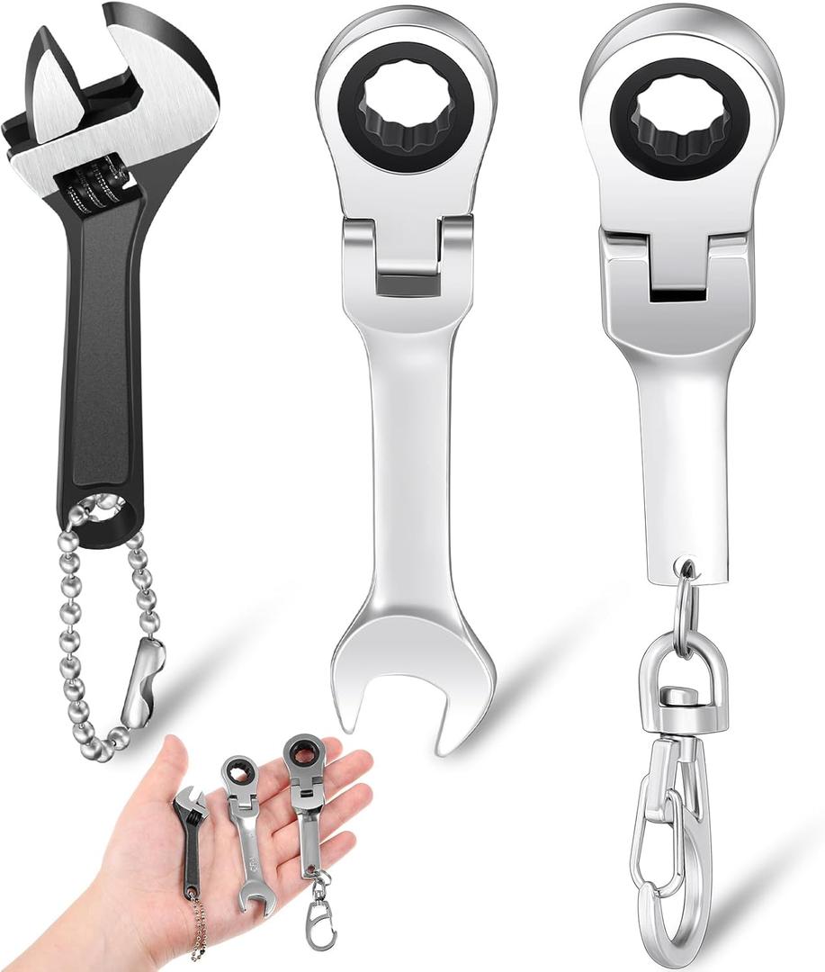 Chumia 10 mm Stubby Wrench 72 Tooth Ratchet Wrench Keychain Combination Steel Spanner