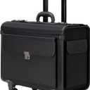 Alpine Swiss Wheeled Briefcase | Rolling Briefcase Locking Telescopic Handle 4 Replaceable Wheels | Pilot Lawyer Litigator Attache Case | 17 Laptop Compartment | Dual Combo Locks | Organizer Pockets (One Size, Black)