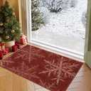 Lahome Christmas Rugs Indoor Kitchen Rug, 2x3 Red Christmas Snowflake Door Mat Washable Non Slip Entryway Rugs, Soft Small Rug Holiday Decor Carpet for Entry Bathroom Bedroom(2x3ft,Red)