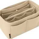 OMYSTYLE Purse Organizer Insert, Felt Tote Bag Organizer Insert with 5 Sizes, Handbag Dividers for Inside Purse, Compatible with Longchamp, Neverful, Speedy and More, Beige