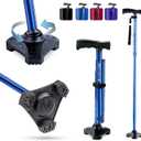 HurryCane Freedom Edition Foldable Walking Cane with T Handle (Blue)