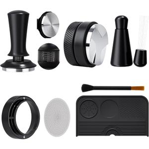 7 PCS Espresso Accessories, 54mm Espresso Tamper Tools, Coffee Distributor, WDT Tool Espresso Machine Accessories, Food Grade Silicone Espresso Tamping Mat, Dosing Funnel, Cleaning Brush & Puck Screen