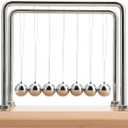 CERROPI Newton Cradle Balance Balls, Newton Pendulum with 7 Balls, Classic Newton Swing Ball, Science Physics Gadget | Desk Toys & Accessories, 55+ Sec Swingtime (Beech & Wood Base)
