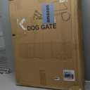 Freestanding Pet Gate Foldable 4 Panel Dog Gate Walnut Dog Gates for Stair Doorways House Indoor (2 Support Feet Included)