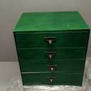 Desktop Drawer Organizer - Large Wooden Drawers Vintage Box with Drawers Paper Storage File Folder Organizer Library Card Catalog Cabinet (L-Green)