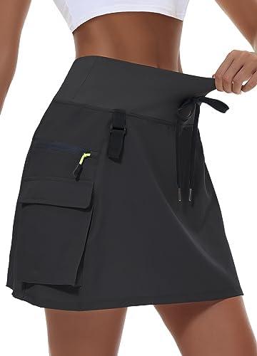 MIVEI Women's Hiking Cargo Skort Skirt High Waisted Golf Dressy Casual with Zipper Pockets Workout Sport Quick Dry Skirts 3XL