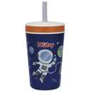Nuby Thirsty Kids Insulated Toddler Cup with Silicone Flexstraw - 12 oz - Stainless Steel and Leak-Resistant - 18+ Months - Astronaut