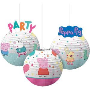 amscan Peppa Pig Confetti Party Embellished Lanterns - 9 1/2" x 12 1/2" | Assorted Design | Pack of 3