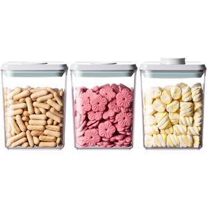 Airtight Food Storage Containers,1.3Qt 3Pcs Pop Food Containers with Lids, Stackable One Button Opening Kitchen Pantry Organizers and Storage, BPA-Free Food Containers Set for Snacks Candy Spices