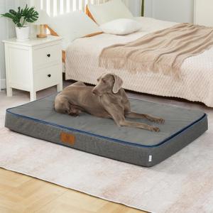 Orthopedic Memory Foam Giant Dog Bed - 6" Thick Beds for Large Sized Dog - Waterproof Removable Washable Cover & Wrap-Around Zipper - Ultimate Comfort & Easy Maintenance, Dark Grey (53.0"L x 36.0"W x 6.0"Th)