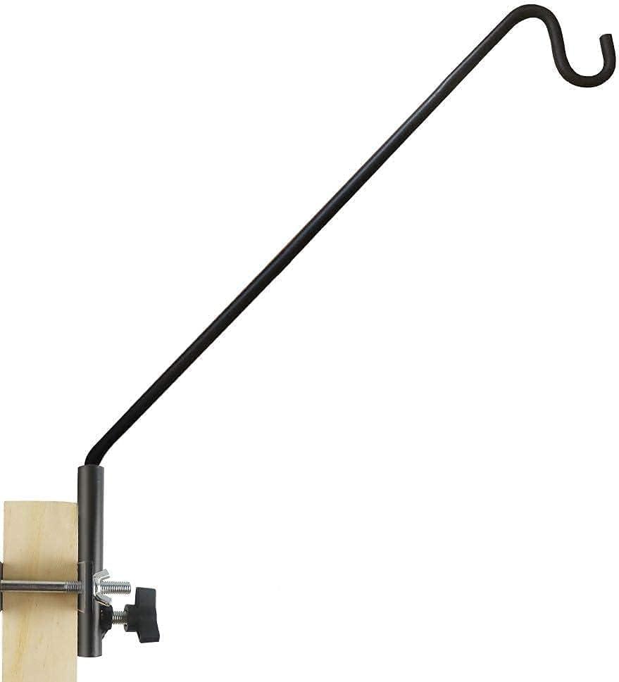 MIXXIDEA Extended Fence Deck Hook Rail Hook Heavy Duty Bird Feeder Hook, 360 Degree Rotary and Length Adjustable Plant Bracket for Bird Feeders, Planters, Suet Baskets, Lanterns, Wind Chimes and More (43in Long Fence Hook-1 Pack)