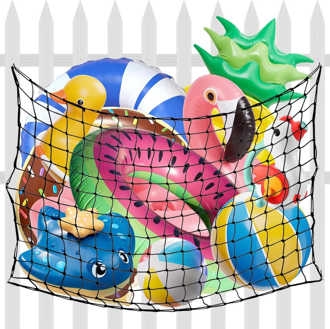 71 * 47in Large Pool Toy Float Storage Net, Pool Hanging Heavy Duty Elastic Mesh Net Organizer with Hook Pool Toys Holder for Pool Inflatable Rafts Balls Toys Organizer Accessories