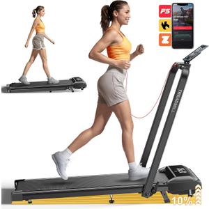 Walking Pad Treadmill with Incline, 2 in 1 Foldable Treadmills for Home Small Office, 300lbs Portable Compact Under Desk Treadmill with App, Remote Control and LED Display