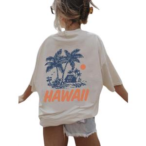 SOLY HUX Girl's Graphic Tees Short Sleeve Hawaiian T Shirt Summer Casual Vacation Tops White Letter, 9Y
