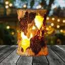 Solar Garden Lights, Flickering Stump Solar Flame Lantern Light Waterproof, Outdoor Stump On Fire Torch Light, Solar Powered Landscape Decoration Lighting for Patio Pathway Deck Yard (Natural)