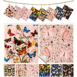 8 Pack Reusable Kitchen Swedish Dishcloths for Washing Dishes Cloths Absorbent Fast Drying Cleaning Sponge Cute Decorate Washable Swedish Towels, Butterfly