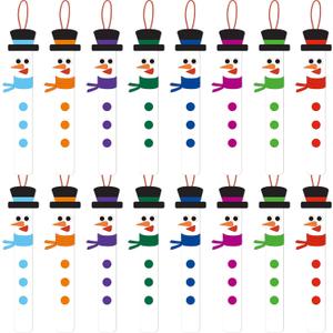 Kathfly 96 Sets Snowman Stick Ornament Craft Kit Winter Arts and Crafts Bulk Snowman Hats Ornaments Crafts for Kids Winter Xmas DIY Classroom Home Activities Party Favors