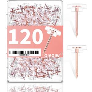 120 PCS Flat Rose Gold Push Pins for Wall Thumb Tacks for Walls Flat thumbtacks Push pin for Bulletin Board Shadow Box Display Thumbtack for Cork Board