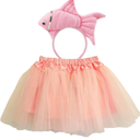 2 Pieces Fish Goldfish Marine Life Sea Animal Costume Headband and Tutu for Halloween Dress Up