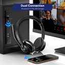Bluetooth Headset, Wireless Headset with Mic for Work, Advanced AI Noise Cancelling Microphone (Clear Calls & Mic Mute), Bluetooth 5.3, USB Dongle, Headphones with Mic, for PC/Zoom/Office