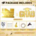 FunHot Marquee Light Up Letters, 3.4 FT Large Grad Light Up Letters, Gold Grad Marquee Letter with Lights Mosaic Frame Letter Pre-Cut Cardboard Hat for Anniversary Graduation Decorations Class of 2026