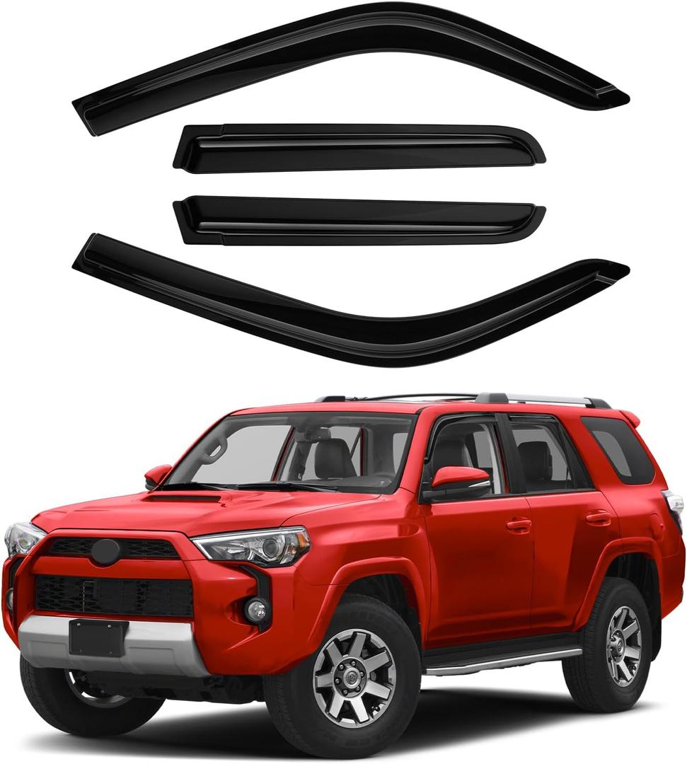 Canvcle 4Runner Rain Guards - Window Visors for Toyota 4Runner 2010-2024, Outside-Mount Tape-On Side Window Wind Deflectors for 4Runner Accessories, Vent Visors Shades Rainproof 4PCS