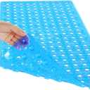 Yimobra Bathtub Mat Non Slip, 27.5"x15.5" Machine Washable Shower Floor Mat, Soft on Feet, Bathmat with Drain Holes and Suction Cups, Bathroom Essentials, Clear Blue