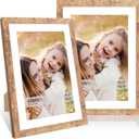 10x14 Picture Frame Set of 2, 10 x 14 Wood Photo Frames with Mat for 8x12, Natural Wooden Frame with Real Glass Cover for Wall and Tabletop Display,Brown