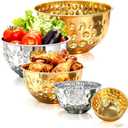 Mixing Bowls Set, 5PCS Stainless Steel Hammered Multicolor Mixing Bowls, Nesting Design Kitchen Bowls, 4.9/4.2/3.2/2.1/1.6QT for Mixing & Serving