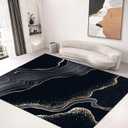 Abstract Area Rug Carpet Mat 5'x6'for Bedroom Living Room Kids Room Home Decor Indoor Rugs Mat Non Slip Black Gold Marble Geometric Stripes (Pattern4)