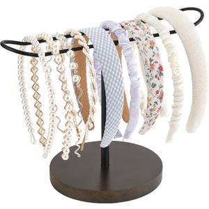 Dahey Headband Holder Metal Headband Organizer Hair Hoop Display Stand, Hair Accessories Organizer Storage Hair Ropes Bracelets Bangles for Women and Girls, Black